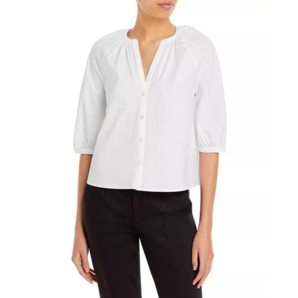 THEORY Easy Crop Shirt in White - Size Small